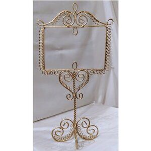 Vintage Table Top Card Sign, Picture Frame + Jewelry Stand French Country